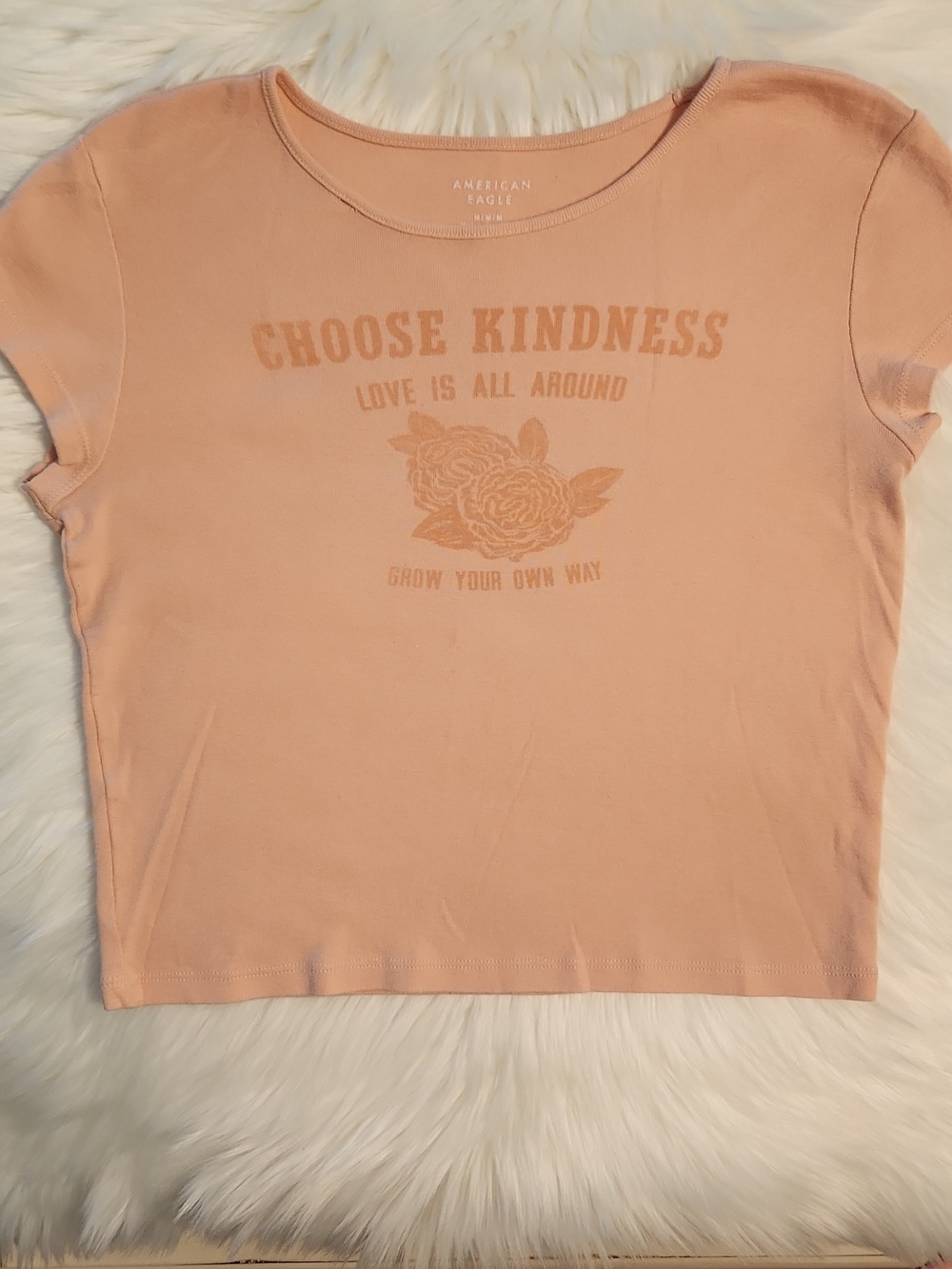 American Eagle Outfitters 'Choose Kindness' Graphic Tee - Color:Peach - Size: JM